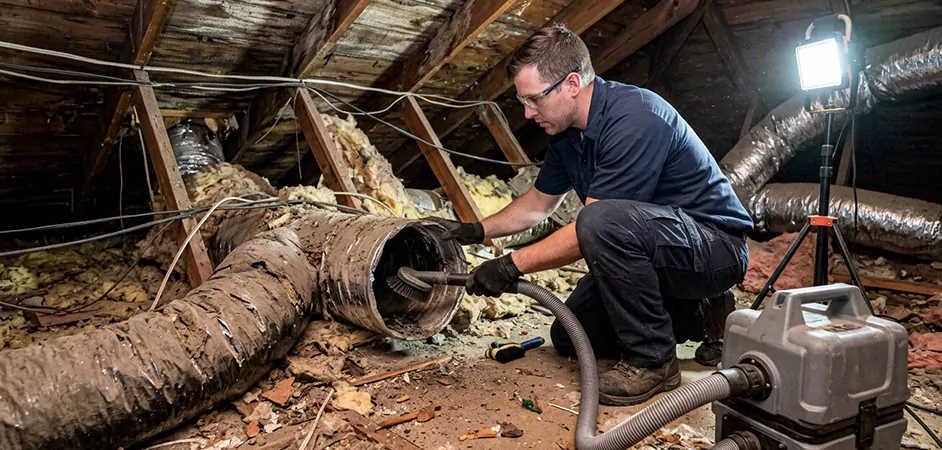 Storm-Damaged Attic Duct Cleaning in Bowie