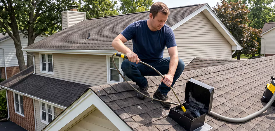 Multi-Story Roof Dryer Vent Cleaning in Bowie